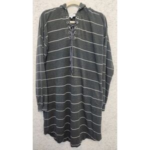 Soma Gray Striped Hooded Sweater Dress